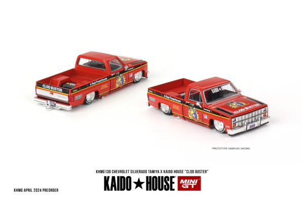 Mini GT Kaido House - 130 Chevrolet Silverado Tamiya "CLOD BUSTER" Orange - obrazek 3