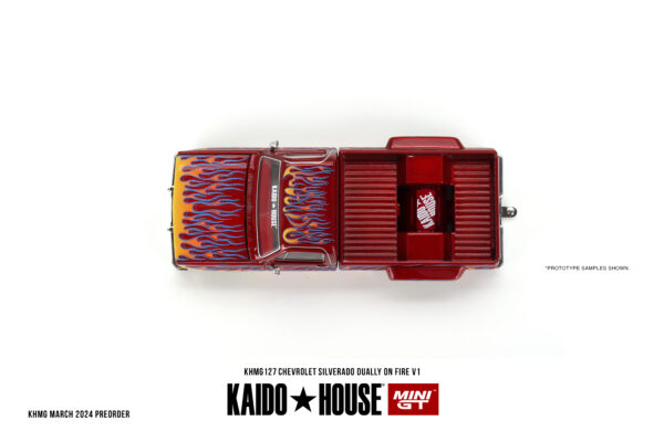 Mini GT Kaido House - 127 Chevrolet Silverado Dually on Fire V1 Red - obrazek 5