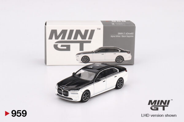 Mini GT - 959 Bmw i7 XDrive60 Alpiine White - Black Sapphire 2024