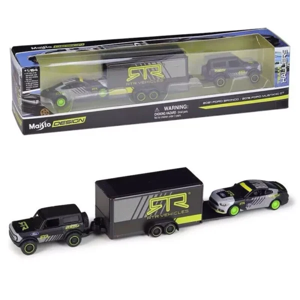 Maisto - Ford USA - Bronco 2021 With Trailer Car Transporter + Mustang GT Couple RTR Vehicles 2015