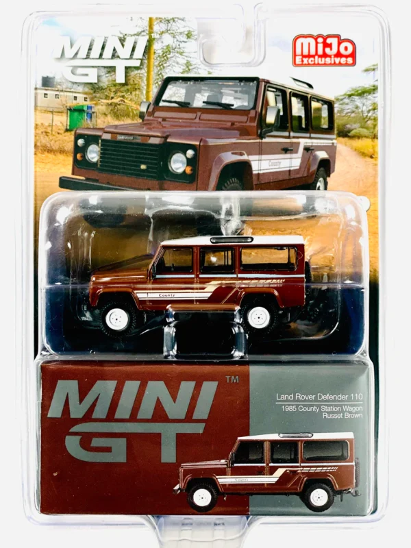 Mini GT - 734 Mijo Exclusive Land Rover Defender 110 1985 County Station Wagon Russet Brown