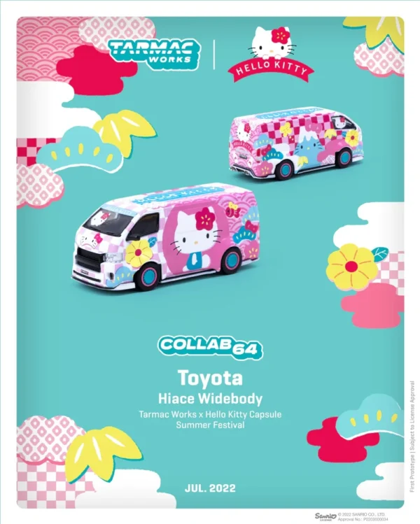 TARMAC WORKS - Toyoya Hiace Widebody Hello Kitty Capsule Pink/White/Flowers