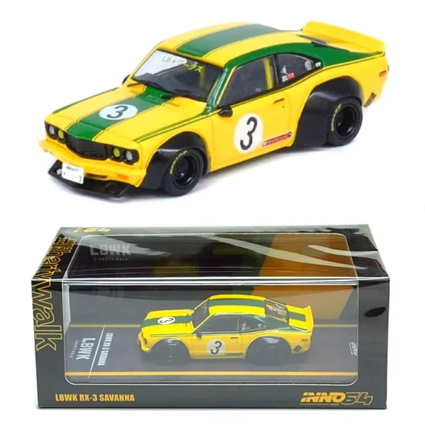INNO64- LBWK Mazda RX3 Liberty Walk Savanna, Yellow/Green