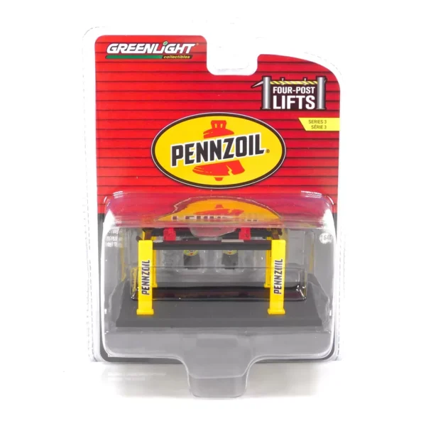 GreenLight - Pennzoil Four-Post Lift Series 3 Black/Yellow Podnośnik - obrazek 2